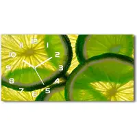 Tulup Wanduhr aus Glas – 60x30 cm - Glasbild - Glasuhr - Gehärtetes Glas - weisse-zeiger - Limette