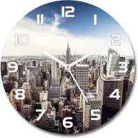 Tulup Wanduhr aus Glas 30fi Glasbild Glasuhr Gehärtetes Glas - weisse-zeiger - New York