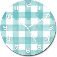 Tulup Wanduhr aus Glas 30fi Glasbild Glasuhr Gehärtetes Glas - weisse-zeiger - Blue lattice