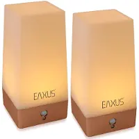 Eaxus 2er Set Nachtlampe - Kabellose Nachttischleuchte mit Bewegungssensor & Dämmerungssensor
