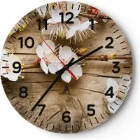 ARTTOR Wanduhr - Rund - Glasuhr - Blume Stängel - 30x30cm - Schleichendes Uhrwerk - Lautlos - zum Aufhängen bereit - Dekoration Modern - Wanddekoration aus Glas - C4AR30x30-3537