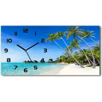 Tulup Wanduhr aus Glas – 60x30 cm - Glasbild - Glasuhr - Gehärtetes Glas - schwarze-zeiger - Malediven