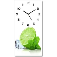 Tulup Wanduhr aus Glas – 30x60 cm - Glasbild - Glasuhr - Gehärtetes Glas -Limonka und Eis