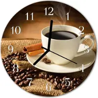 Tulup Glasuhr Wanduhr Küchenuhr Echt-Glas 30fi cm Kaffee braun