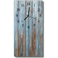 Tulup Glasuhr Wanduhr Küchenuhr Echt-Glas 30x60 Holz Mehrfarbig