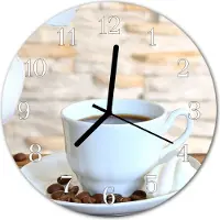 Tulup Glasuhr Wanduhr Küchenuhr Echt-Glas 30fi cm Kaffee braun