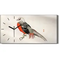 Coloray Wandbild Leinwand Bilder mit Uhr 60x30 Malerei Asiatische Tier Vogel Kunst - schwarze Hände