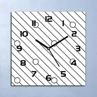 Coloray Wanduhr Echt-Glas-Küchenuhr Gestreifte & Kreise Quarz 30x30 Deko Bilder