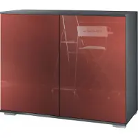Vladon Kommode Skadu V3, Moderner Küchenschrank mit 2 großen Türen Anthrazit matt / Bordeaux Hochglanz (92,5 x 75.5 x 35)