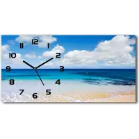 Tulup Wanduhr aus Glas – 60x30 cm - Glasbild - Glasuhr - Gehärtetes Glas - schwarze-zeiger - Ruhige See
