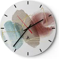 ARTTOR Wanduhr - Rund - Glasuhr - Form Figur Abstraktion - 40x40cm - Schleichendes Uhrwerk - Lautlos - zum Aufhängen bereit - Dekoration Modern - Wanddekoration aus Glas - C3AR40x40-5057