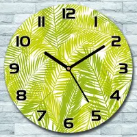 Coloray Wanduhr aus Glas Rund fi 30 Grüne Blätter Quarz Deko Wohnzimmer Büro