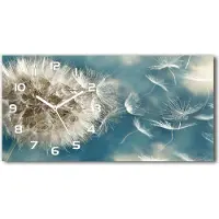 Tulup Wanduhr aus Glas – 60x30 cm - Glasbild - Glasuhr - Gehärtetes Glas - weisse-zeiger - Löwenzahn