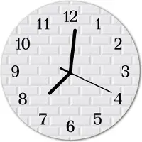 Tulup Glasuhr Wanduhr Küchenuhr Echt-Glas 30fi cm Ziegel weiß