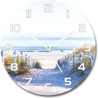 Tulup Wanduhr aus Glas 30fi Glasbild Glasuhr Gehärtetes Glas - weisse-zeiger - Coastal dunes