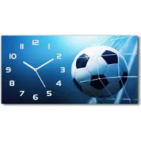 Tulup Wanduhr aus Glas – 60x30 cm - Glasbild - Glasuhr - Gehärtetes Glas - weisse-zeiger - Ball im Tor
