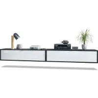 Vladon 2er-Set TV Board Lana 120, Germany, Lowboards je 120 x 29 x 37 cm mit viel Stauraum, Korpus in Schwarz matt, Fronten in Weiß Hochglanz | Große Farbauswahl