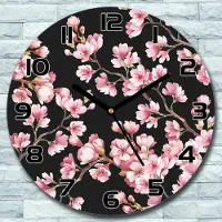 Coloray Wanduhr aus Glas Rund fi 30 Kirschblüten rosa Quarz Deko Schlafzimmer Büro