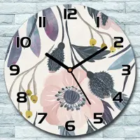 Coloray Wanduhr aus Glas Rund fi 30 Mohnblumen Vintage Quarz Deko Schlafzimmer Büro