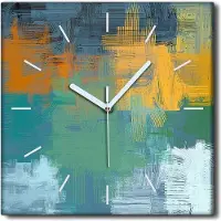 Coloray Uhr auf Leinwand 30x30 cm Wand Uhr Dekoration Wohnzimmer Segeltuch weiße Zeiger -Abstraktion Kunstkunst