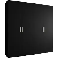 MEBLE KRYSPOL Schrank 200x202x52 cm mit Kleiderstange, 4xTür, BARI, Schwarz, Griff Silber