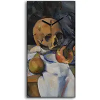 Coloray Wanduhr Uhr Wandbild Leinwand Geräuschlos Kunstdruck 30x60 Stilleben mit Schädel - schwarze Hände