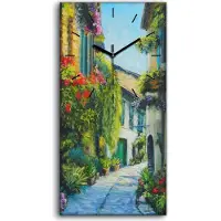 Coloray Dekor Leinwand Uhr Wandbilder 30x60 Blumen Straße in der Stadt Italien - schwarze Hände