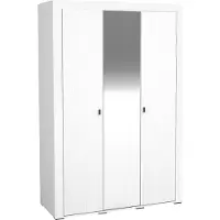 Mirjan 24 Kleiderschrank Mossa 2D MO01, Schlafzimmer Garderobe mit drei Drehtüren, Stilvoll Kollektion, Frontspiegel (Farbe: Weiß)