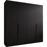 MEBLE KRYSPOL Schrank 200x202x52 cm mit Kleiderstange, 4xTür, PIANO, Schwarz, Griff Schwarz