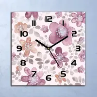 Coloray Wanduhr Echt-Glas-Küchenuhr Lila Blumen Aquarell Quarz 30x30 Deko Bilder