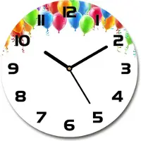 Tulup Wanduhr aus Glas 30fi Glasbild Glasuhr Gehärtetes Glas - schwarze-zeiger - Colorful balloons