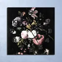 Coloray Wanduhr Echt-Glas-Küchenuhr Holländische Blumen Quarz 30x30 Deko Bilder