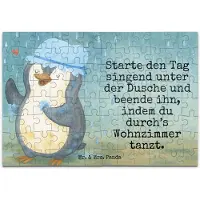 Mr. & Mrs. Panda Puzzle Pinguin Duschen Design 96 Teile - Weiß - Geschenk, Singen, 1000, 1500, 500, Duschkonzert, Motivation, Puzzlespiel, Baden, 2000, Neuanfang