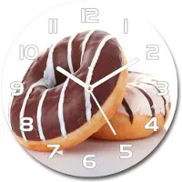 Tulup Wanduhr aus Glas 30fi Glasbild Glasuhr Gehärtetes Glas - weisse-zeiger - Donuts with chocolate