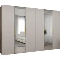 MEBLE KRYSPOL , Kleiderschrank, Schrank 300 cmx202x52, Kaschmir, Gold