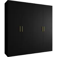 MEBLE KRYSPOL Schrank 200x202x52 cm mit Kleiderstange, 4xTür, BARI, Schwarz, Griff Gold