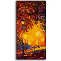 Coloray Leinwand Wanduhr Wandkunst Uhr 30x60 park bunte T-Stücke Licht Bank Herbst - schwarze Hände