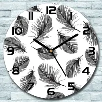 Coloray Wanduhr aus Glas Rund fi 30 Federn schwarz-weiß Quarz Deko Schlafzimmer Büro