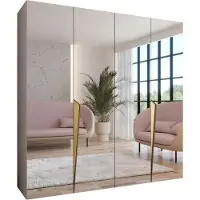 MEBLE KRYSPOL Schrank 200x202x52 cm mit Kleiderstange & Spiegel, 4xTür, PIANO, Kaschmir, Griff Gold