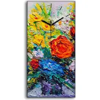 Coloray Wandkunst Leinwand Bild Uhr Geräuschlos Kunstdruck 30x60 Ölgemälde Blumen blumig - schwarze Hände