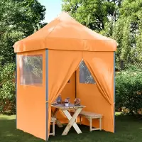 vidaXL Möbel Partyzelt Faltbar Pop-Up mit 4 Seitenteilen Orange - Pavillon 4005001