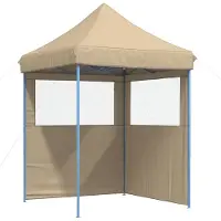 Syfax Partyzelt Faltbar Pop-Up mit 2 Seitenteilen Beige
