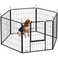 PawHut Welpenauslauf 80 cm Hoch, 6-TLG. DIY Hundelaufstall, Stahl, Grau