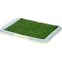 SUGIFT Welpentoilette wiederverwendbar, Hundetoilette mit Kunstrasen, 3-Lagen Hundeklo, Grün | Kunststoff PE | 1,5 kg | 63 x 48,5 x 6 cm