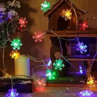 Lapamax Schneeflocke Lichterkette Bunt, Lichterkette Innen Batteriebetrieben 6M 40LEDs, Fenster Garten Party Weihnachten Deko
