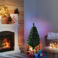 Sweiko Tannenbaum Weihnachtsbaum beleuchtet in 4 Farben 90 Spitzen Grün Ø 48 x H90 (cm)
