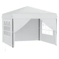 NaiZy 3x3 m Pop-Up Faltpavillon, Schnellaufbau mit Ein-Knopf, wasserdicht & UV-beständig, mit 4 Seitenteilen, inkl. Tasche – Weiß