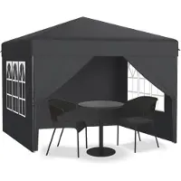 UISEBRT 3x3 m Pop-Up Pavillon, Faltpavillon Ein-Knopf Schnellaufbau, wasserdicht & UV-Schutz, mit 4 Seitenteilen, inkl. Tasche – Anthrazit