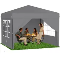 ACXIN Pop-Up Pavillon 2,5x2,5 m, Ein-Knopf Schnellaufbau, faltbares Party- & Gartenzelt, wasserdicht & UV-Schutz, mit 4 Seitenwänden, inkl. Tragetasche – Silber
