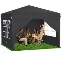 ACXIN Pop-Up Pavillon 2,5x2,5 m, Ein-Knopf Schnellaufbau, faltbares Party- & Gartenzelt, wasserdicht & UV-Schutz, mit 4 Seitenwänden, inkl. Tragetasche – Anthrazit